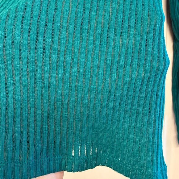 ANTHROPOLOGIE PILCRO Long Sleeve Ribbed Top Teal Top Women’s Size Small - Picture 3 of 5